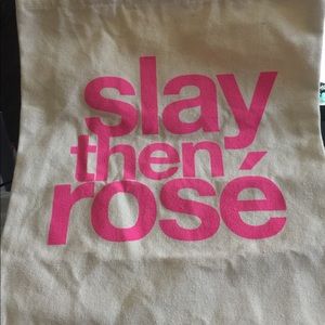 DOGEARED SLAY THEN ROSE' COTTON CANVAS TOTE NWOT